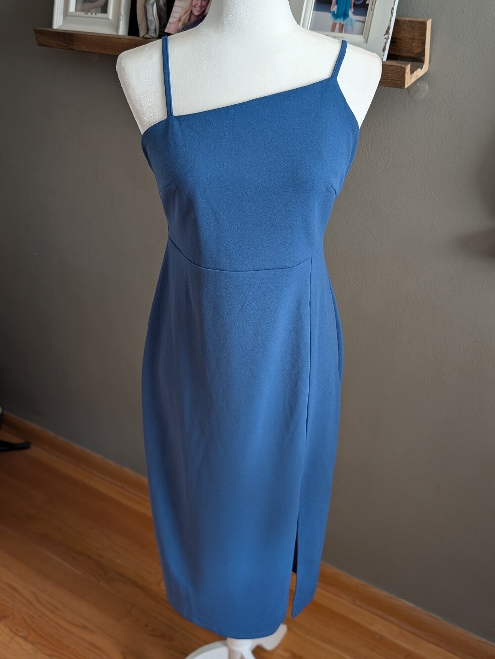 Lulus Shape The Night Cobalt Blue Asymmetrical Midi Dress Size Medium